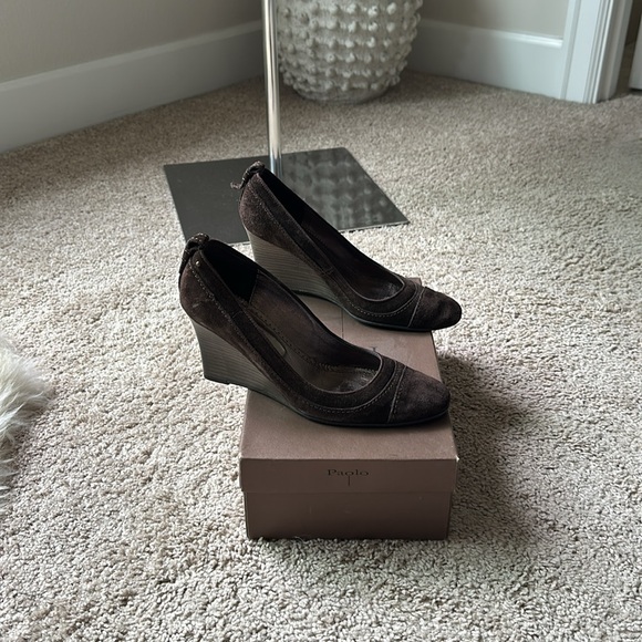 8 - Jcrew dark brown suede wedge - Picture 2 of 4